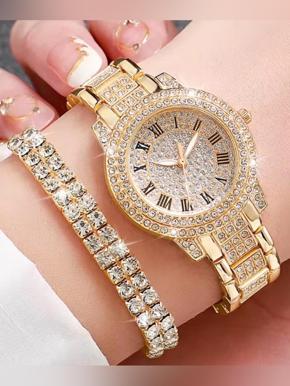 Gold Women's Watch with Bracelet SET